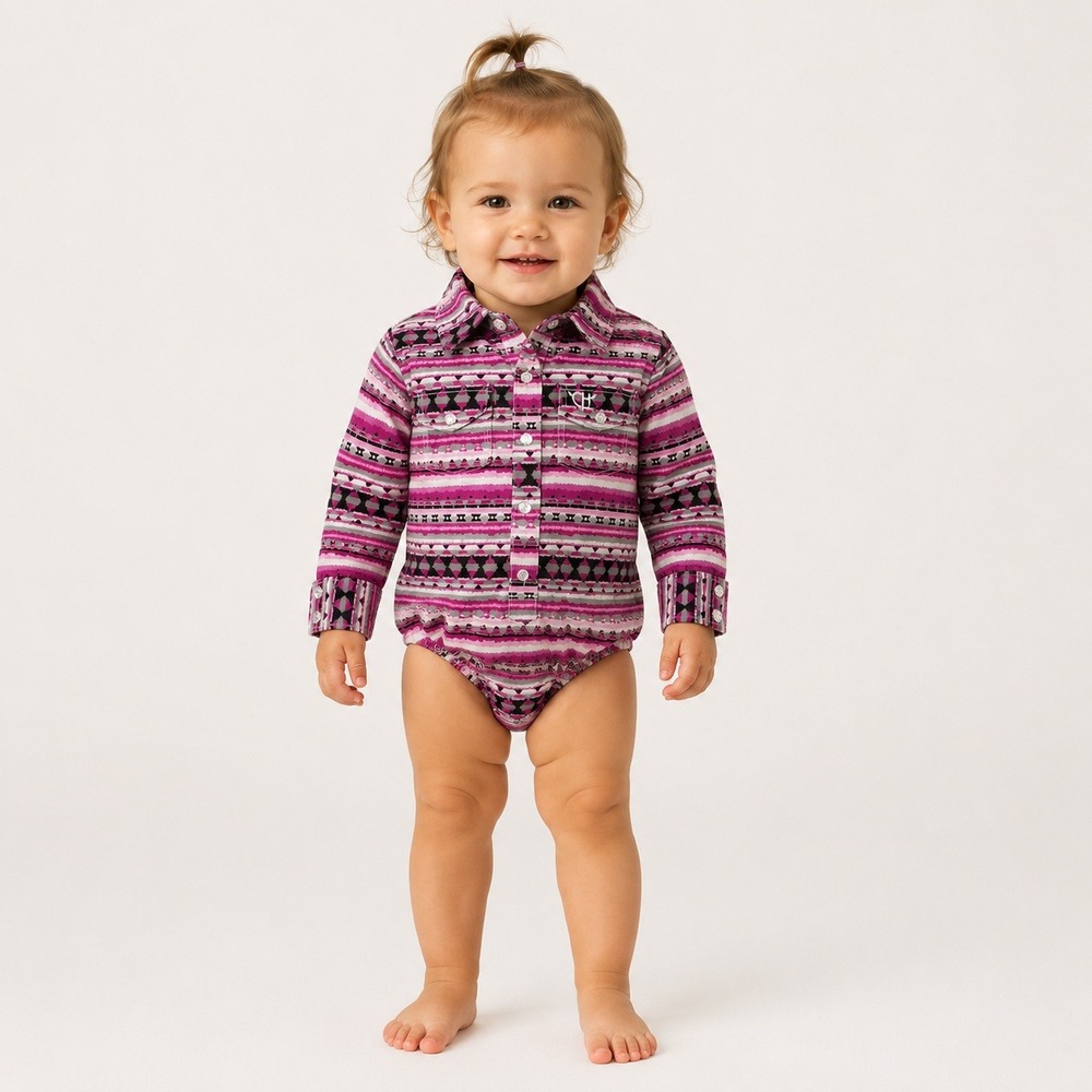 Cowgirl Hardware Girls 18M Pink Aztec Horse Western Shirt Bodysuit
